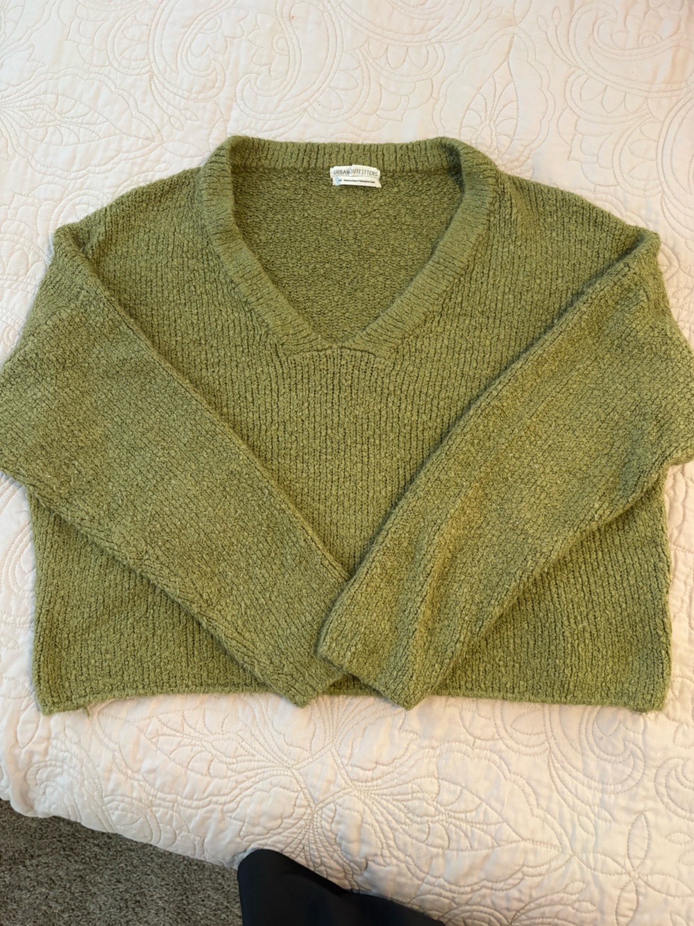 Urban Outfitters Olive V-Neck Cozy Knit Sweater